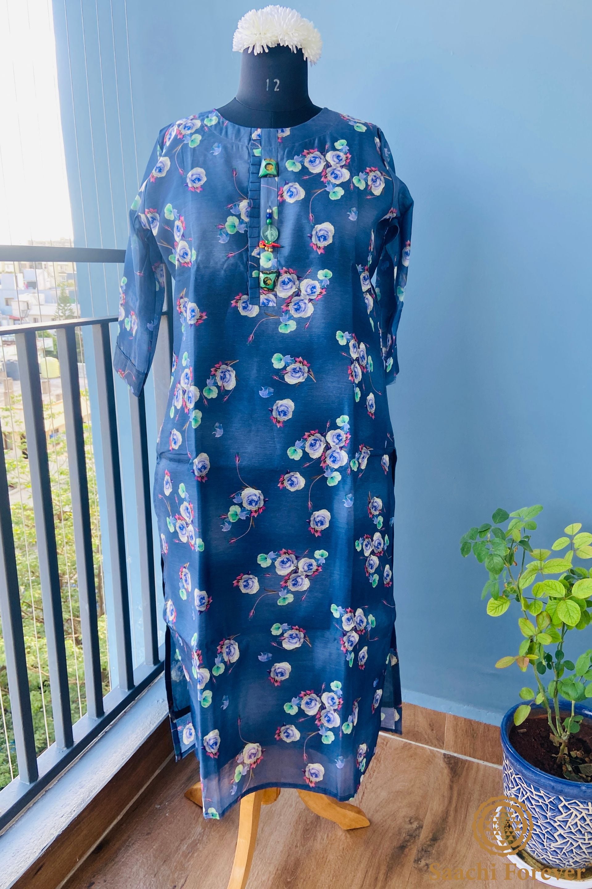 Blue Maheswari Digital print suit – 2 Piece