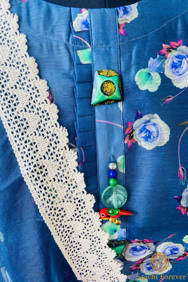 Blue Maheswari Digital print suit – 2 Piece