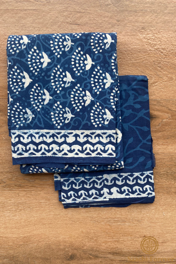 Mul Cotton Block Printed Unstitched Suit Set – 3 Piece