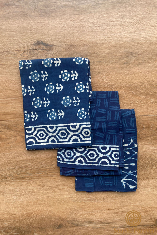 Mul Cotton Block Printed Unstitched Suit Set – 3 Piece