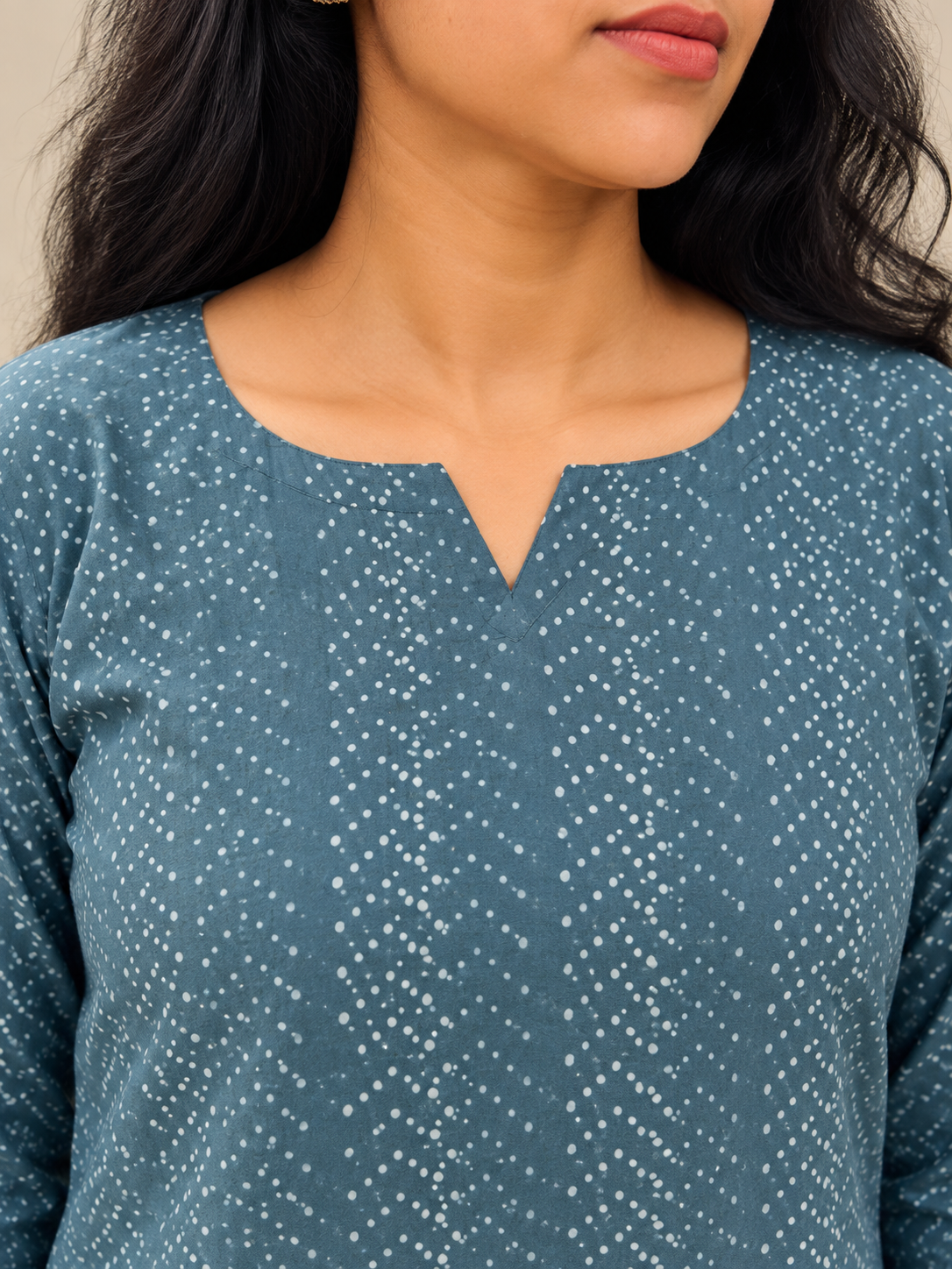 Grey Ajrakh HandBlock Printed Straight Cut Kurta