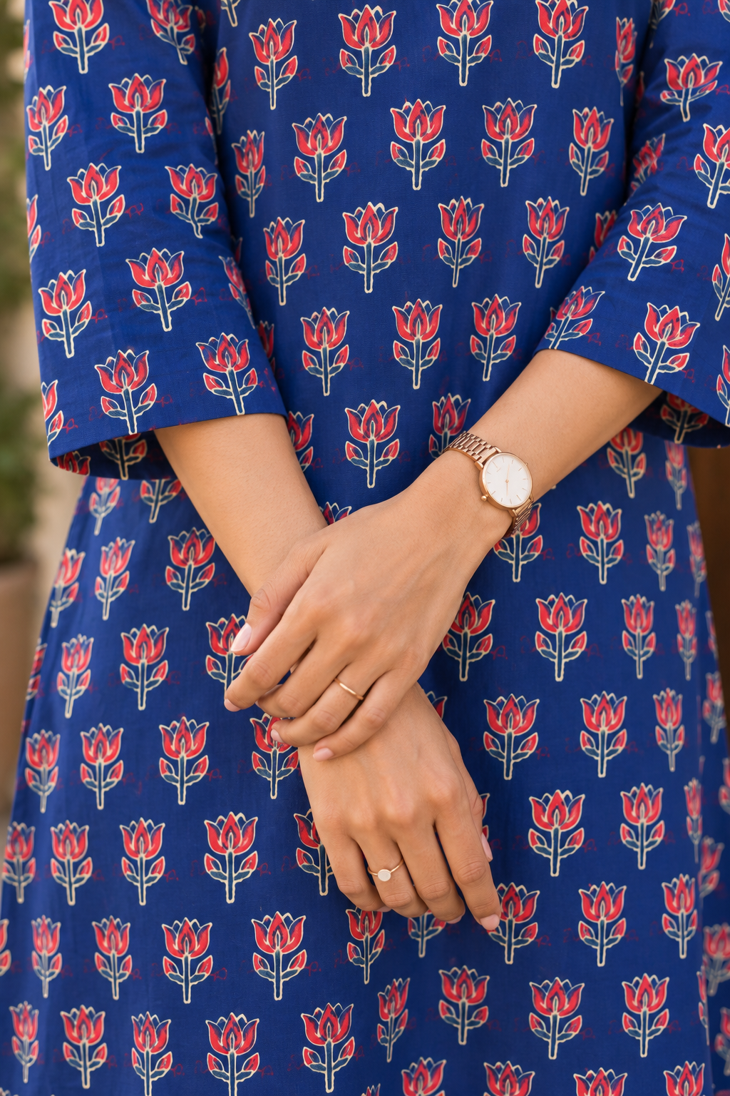 Neel Bagh Ajrakh HandBlock Printed A-Line Cotton Kurta