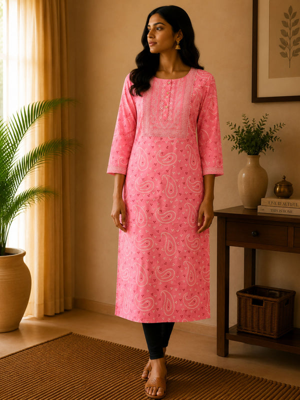 Pink Rayon Kurta