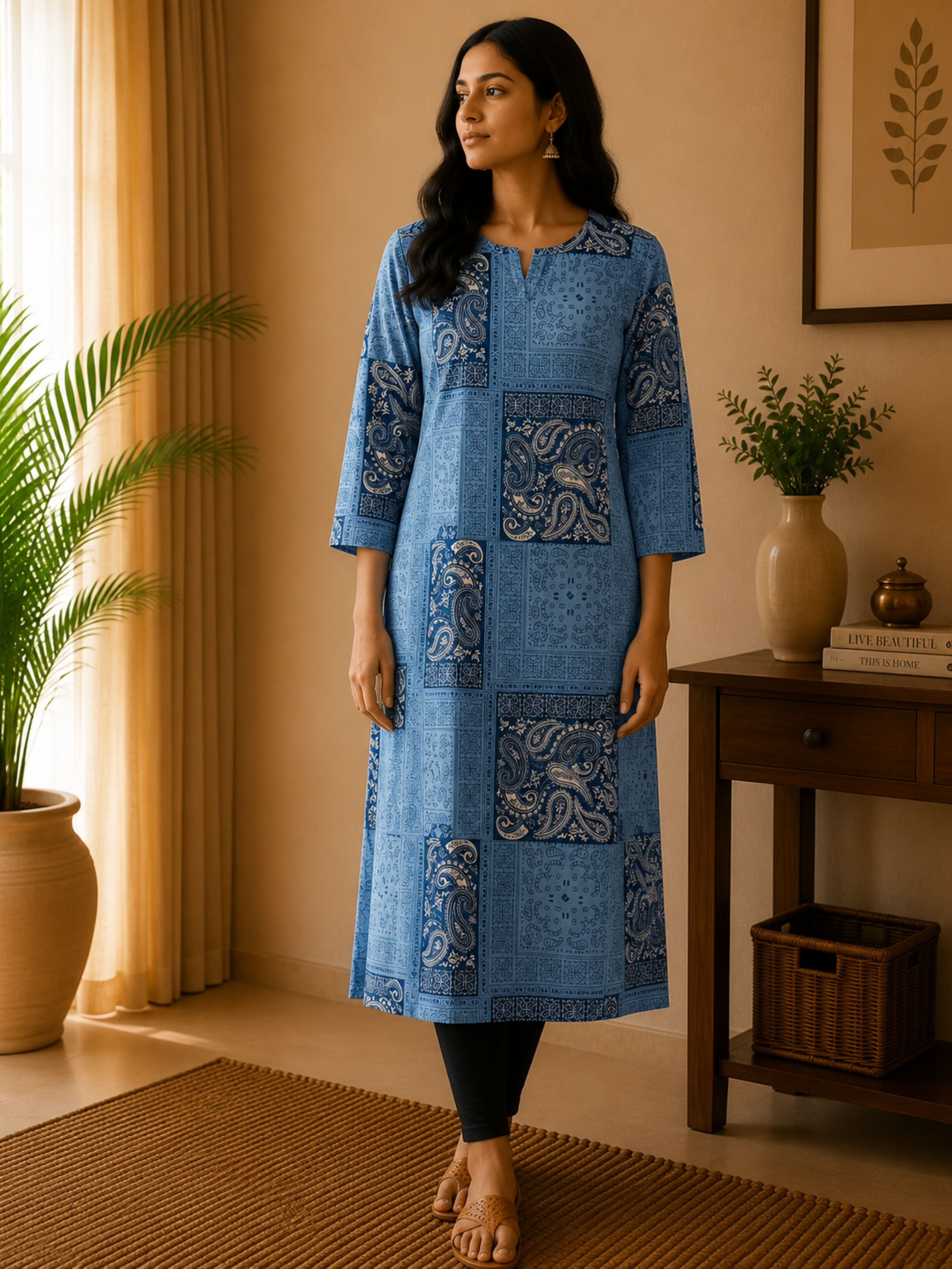 Blue Cotton Kurta