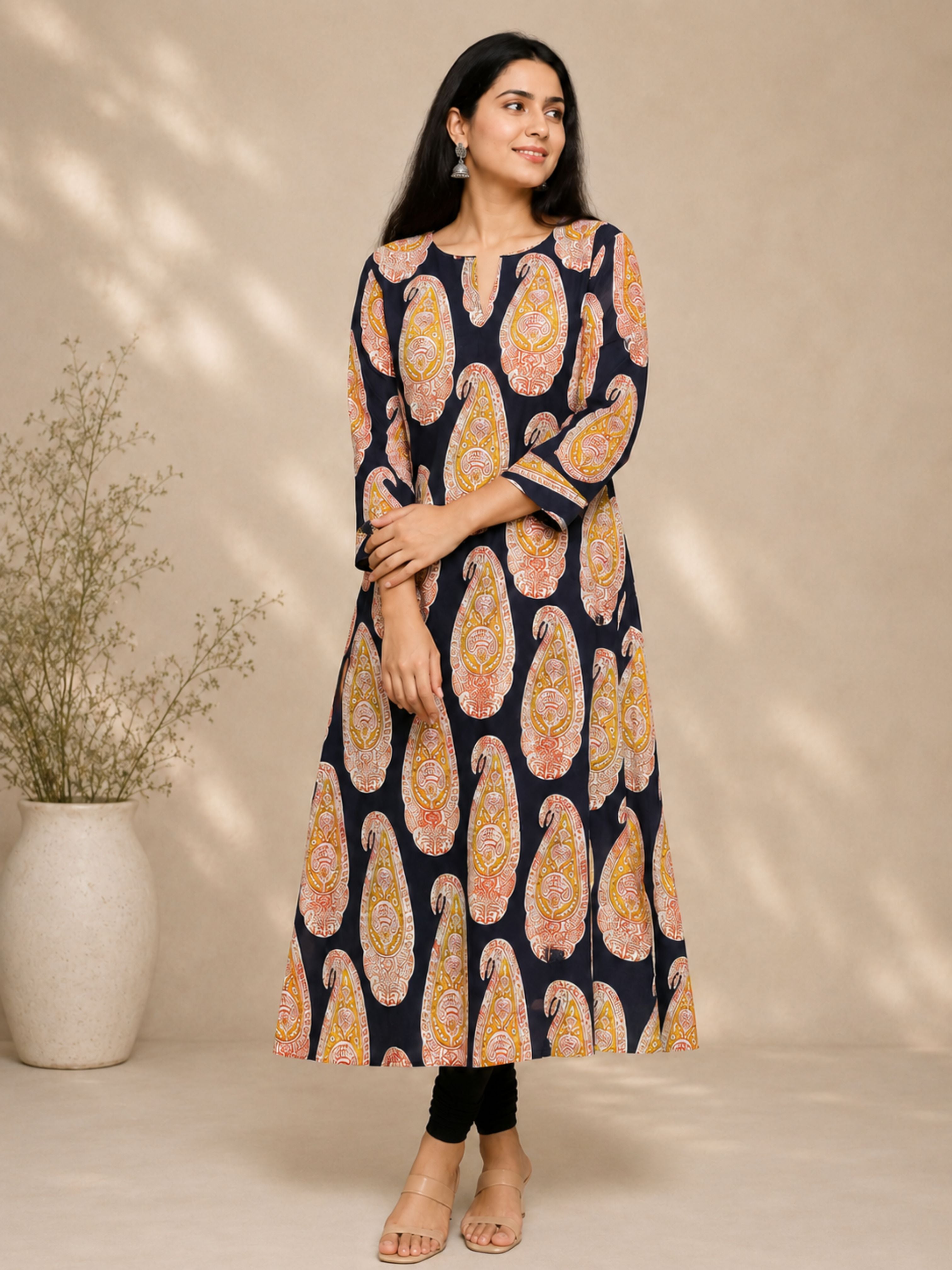 Kala Paisley - Kalamkari Sanganeri A-Line Kurta