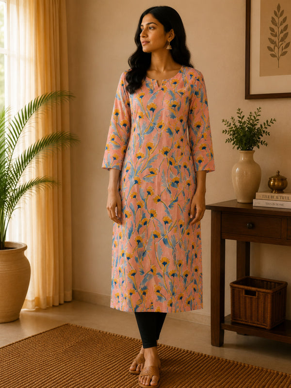 Orange Cotton Kurta