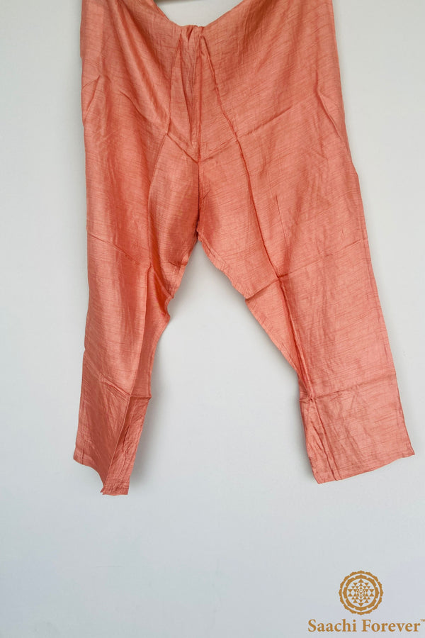 Peach & Orange Raw Silk Co-ord Set