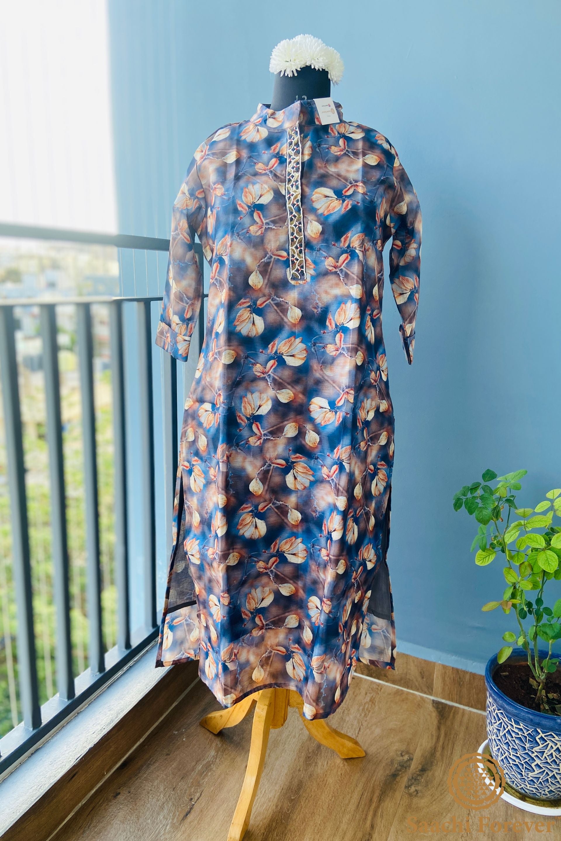 Blue Maheswari Digital print suit - 2 piece
