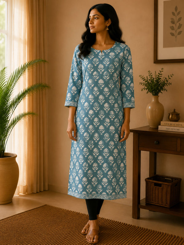 Light Blue Cotton Kurta