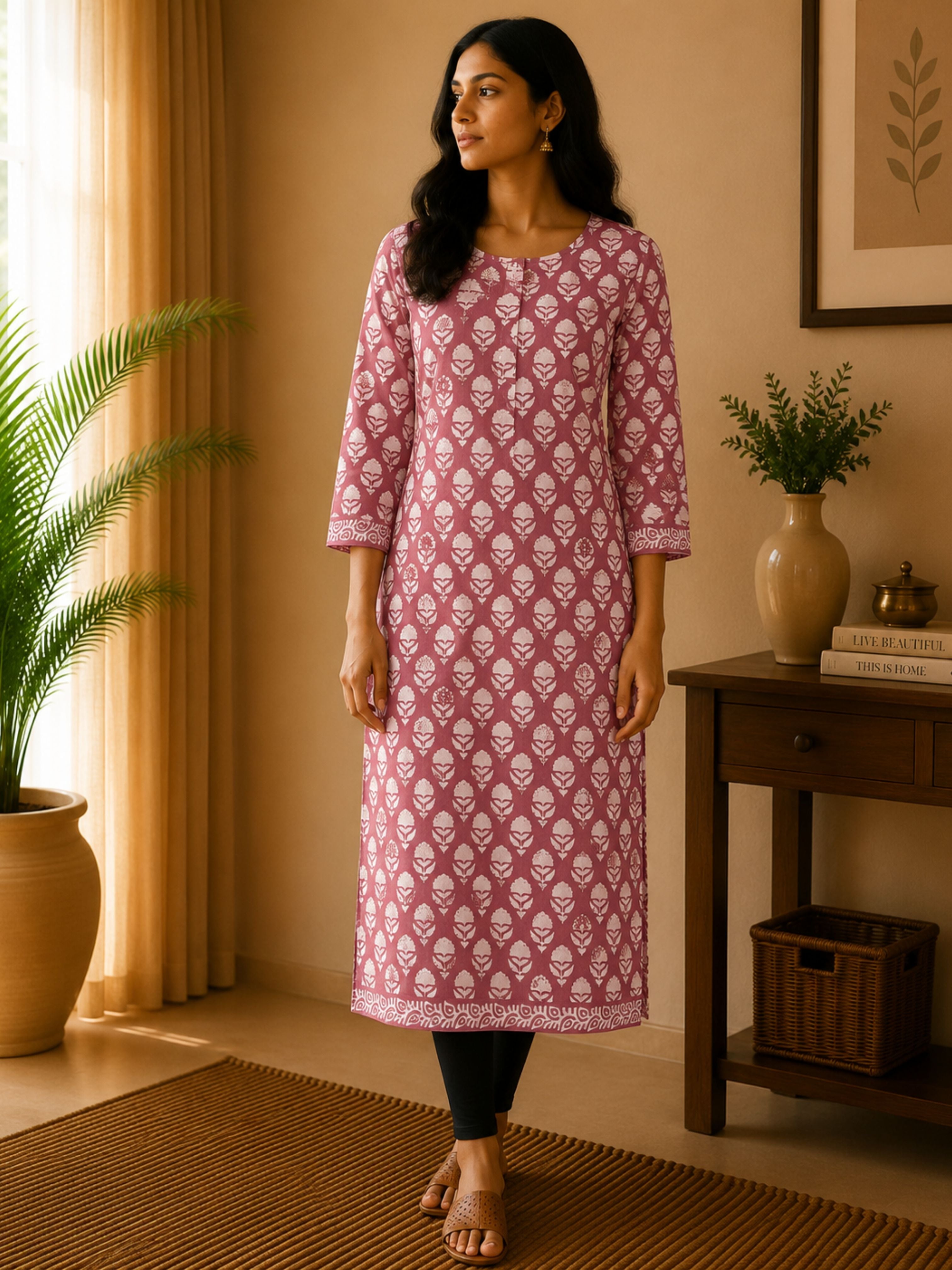 Light Pink Cotton Kurta