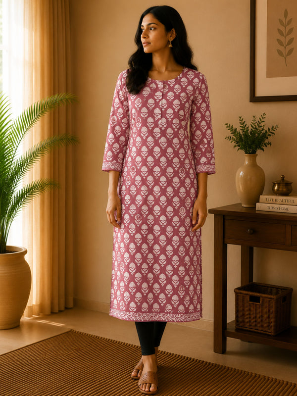 Light Pink Cotton Kurta