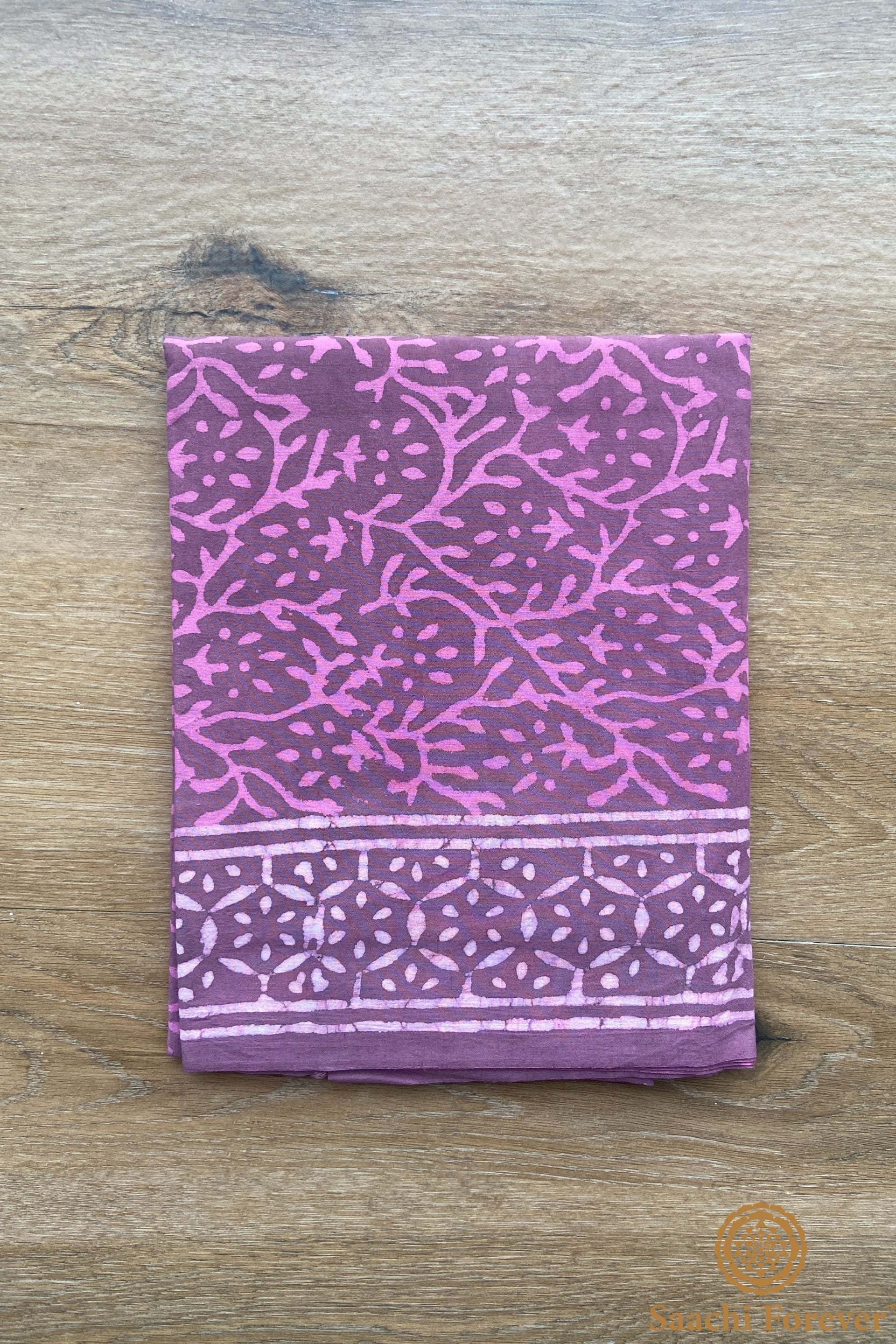 Mul Cotton Block Printed Unstitched Suit Set – 3 Piece
