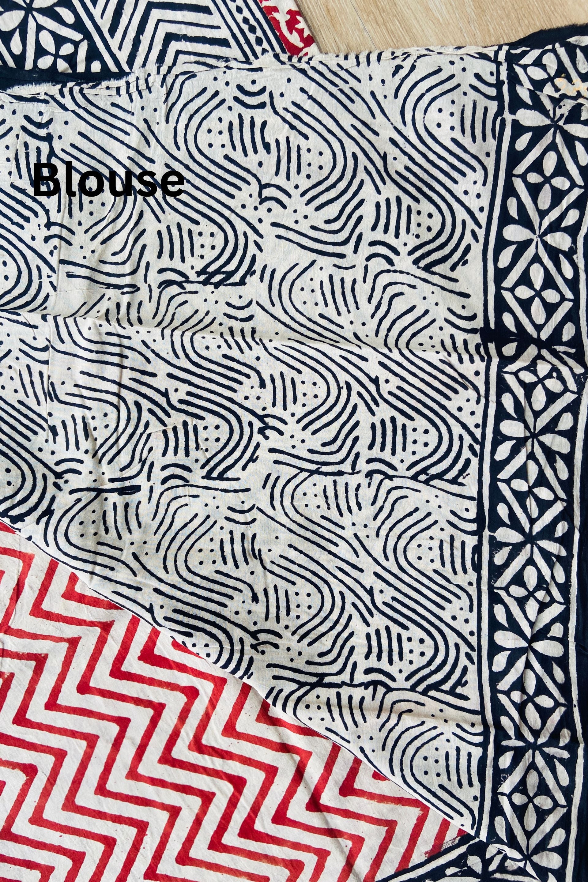 Biege Bagh Block Printed Mulmul Cotton Saree