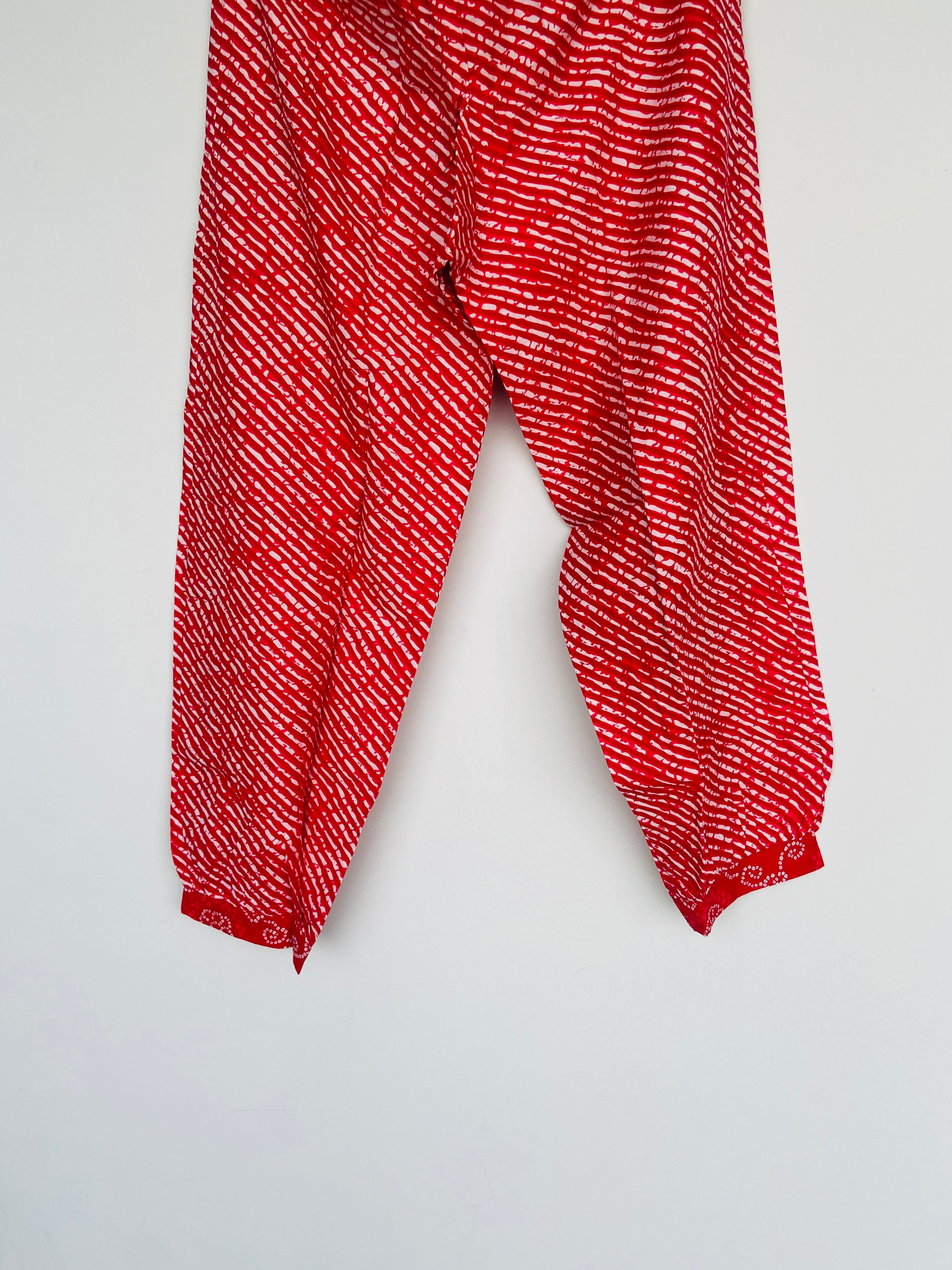 Cherry Red Cotton Bandhani suit set - 3 Piece