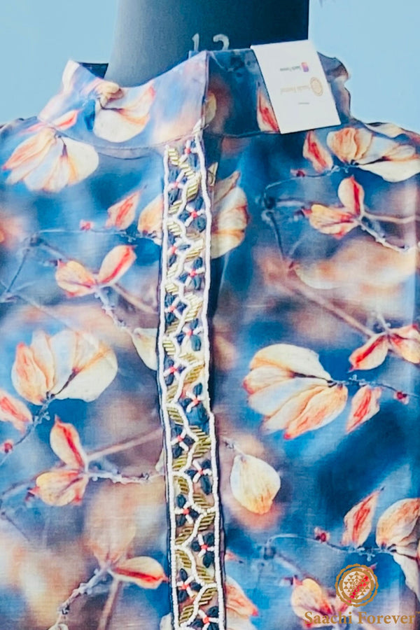 Blue Maheswari Digital print suit - 2 piece