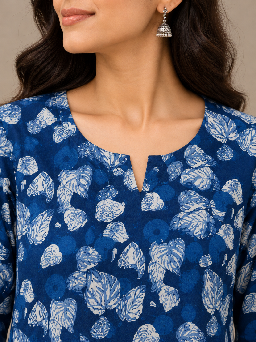 Indigo Leaf Straight Cut Kurta