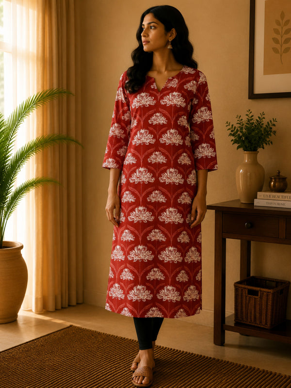 Light Maroon Cotton Kurta