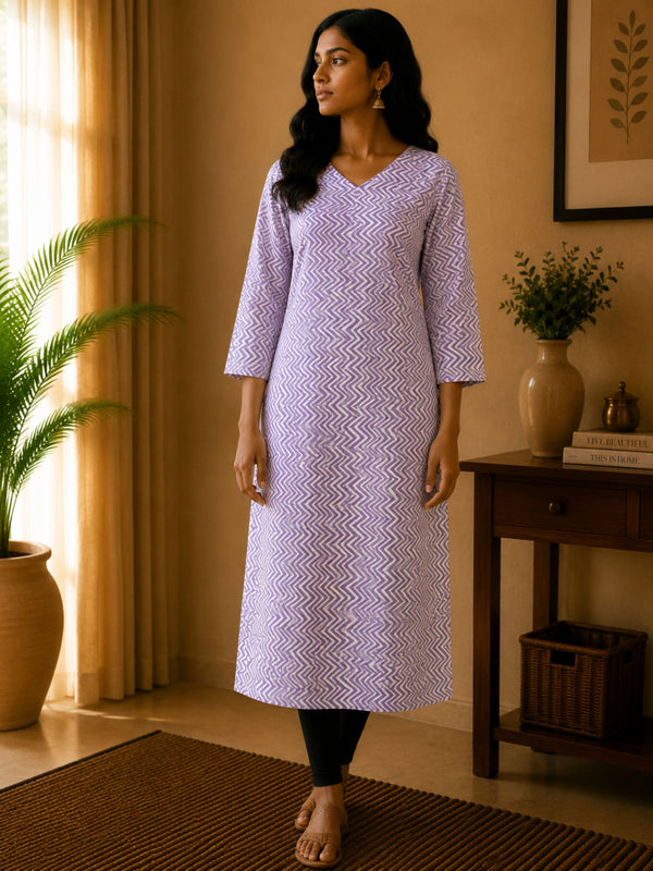 Lavender Cotton Kurta