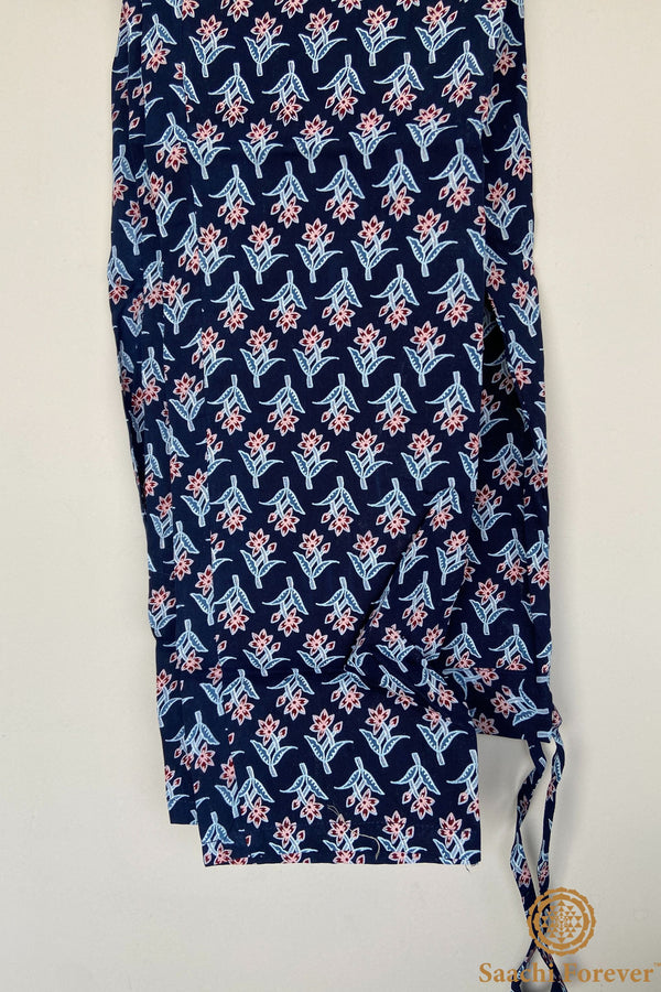 Dark Blue Cotton Printed stitched Anarkali Suit– 3 Piece