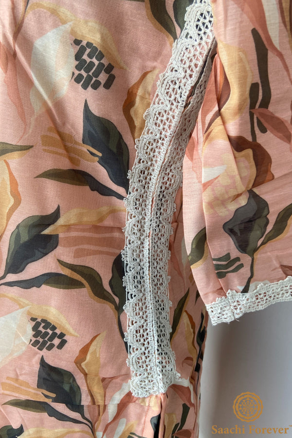 Peach Maheswari Silk Suit set - 2 Piece