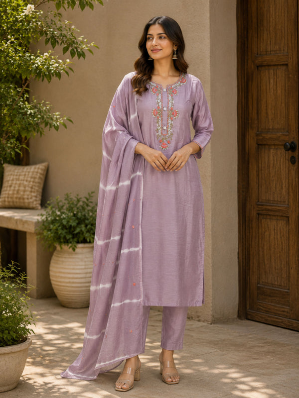 Lavender Dola Silk Suit - 3 Piece