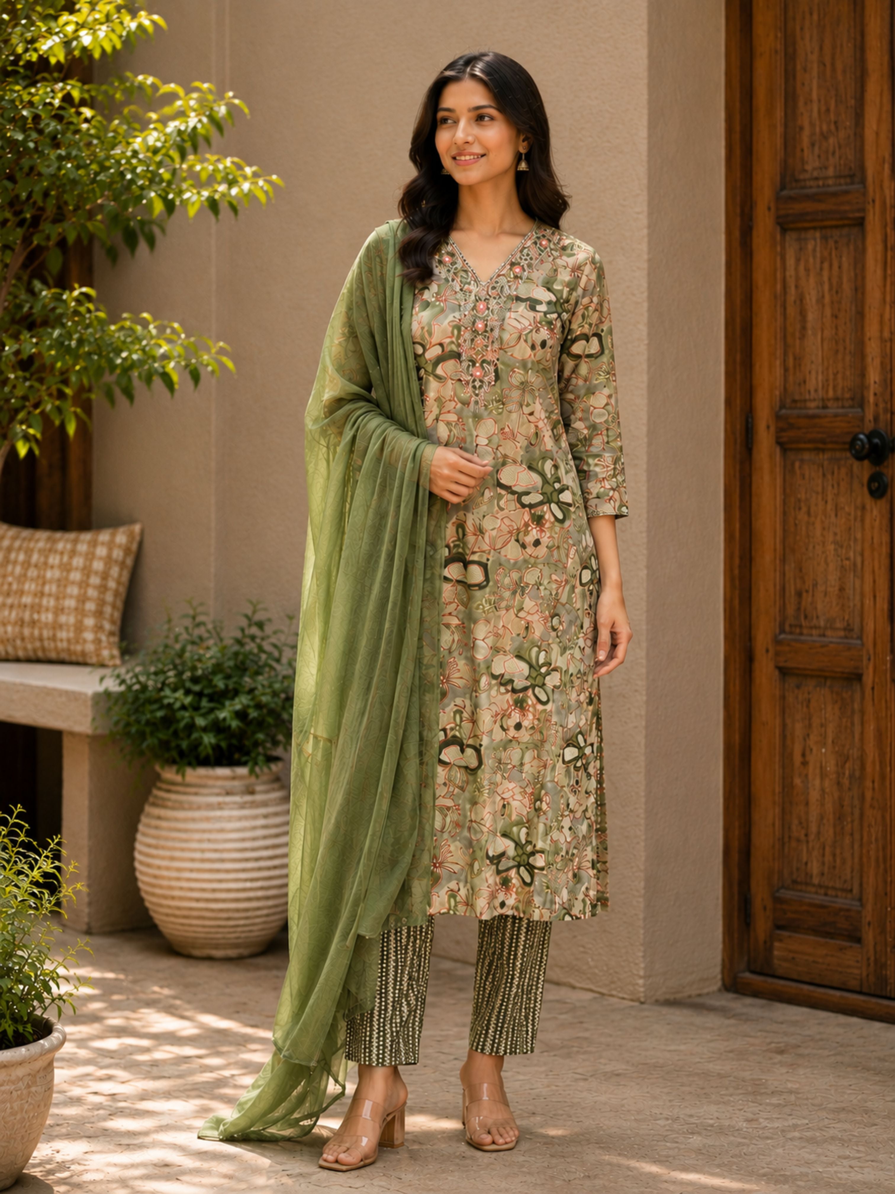 Garden Grace Muslin Set - 3 Piece