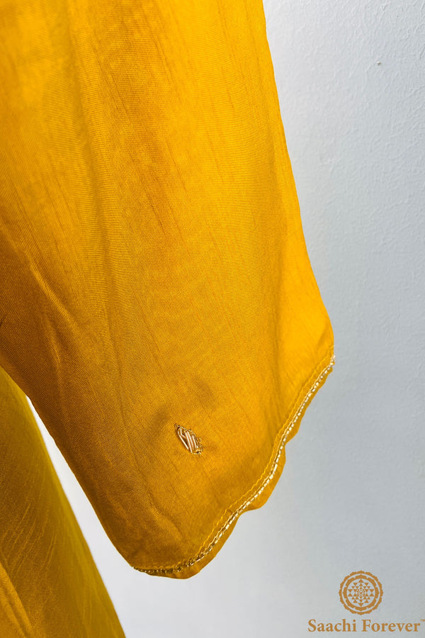 Mustard Yellow Dola Hand Zardosi Kurta Set - 3 Piece
