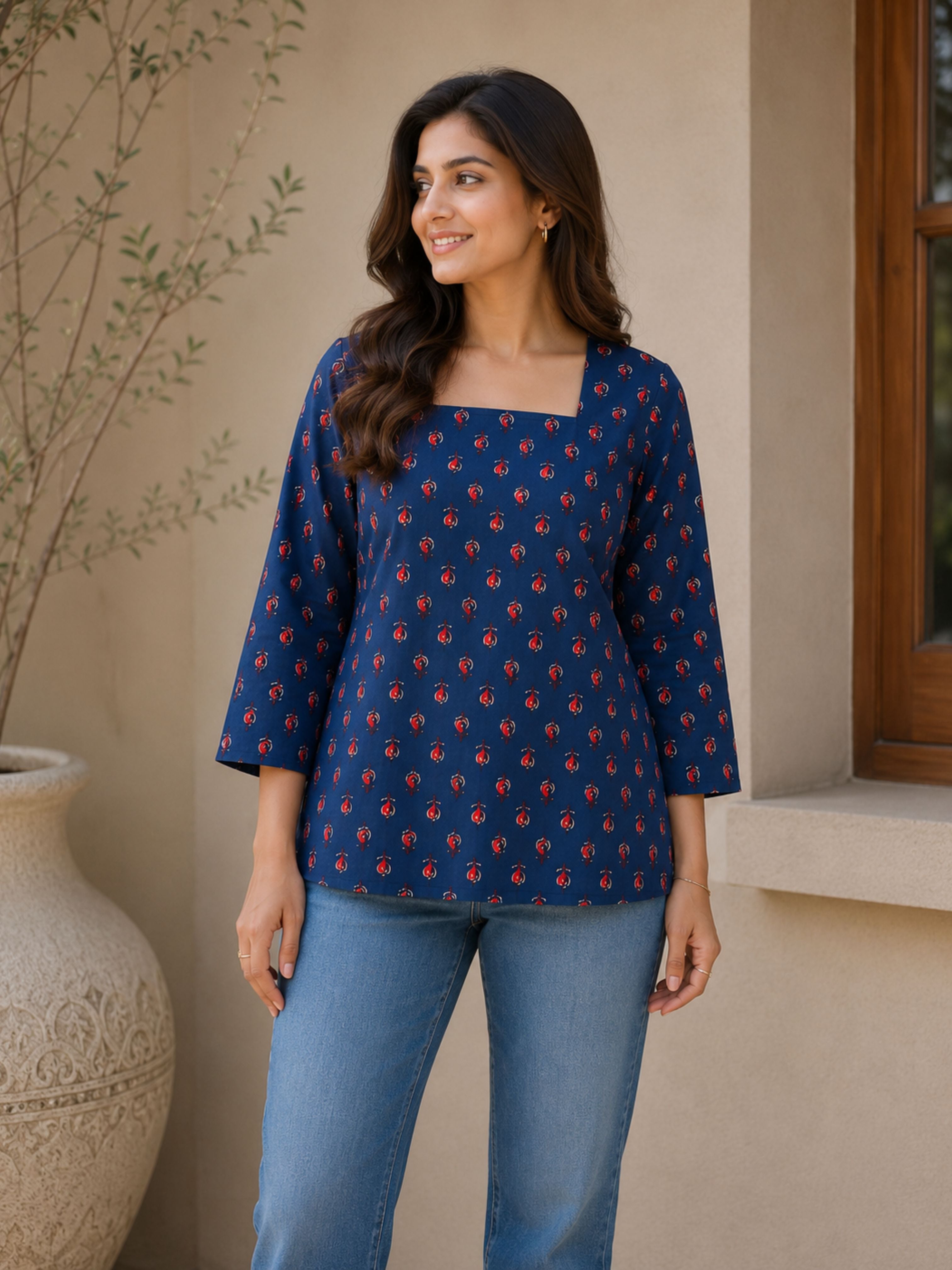 Blue Denim Short Kurta