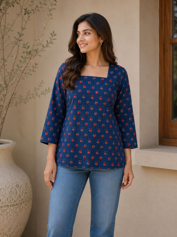 Blue Denim Short Kurta