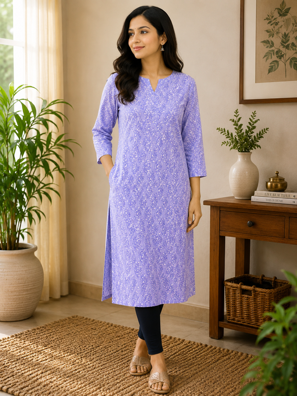 Lavender Cotton Kurta