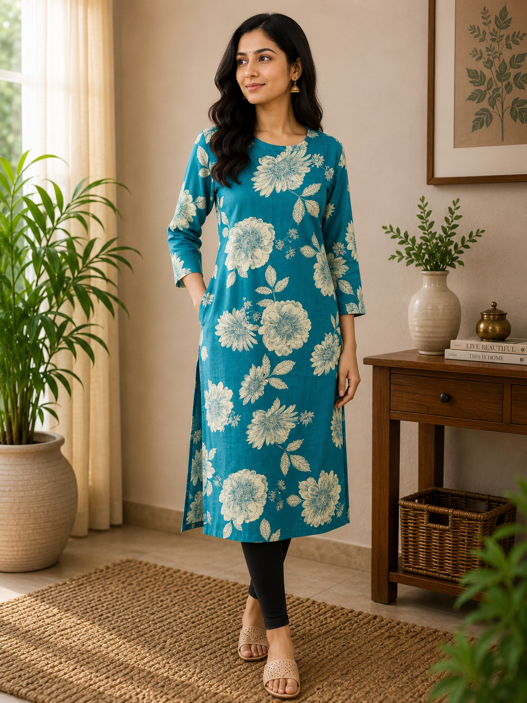 Dark Green Cotton Kurta