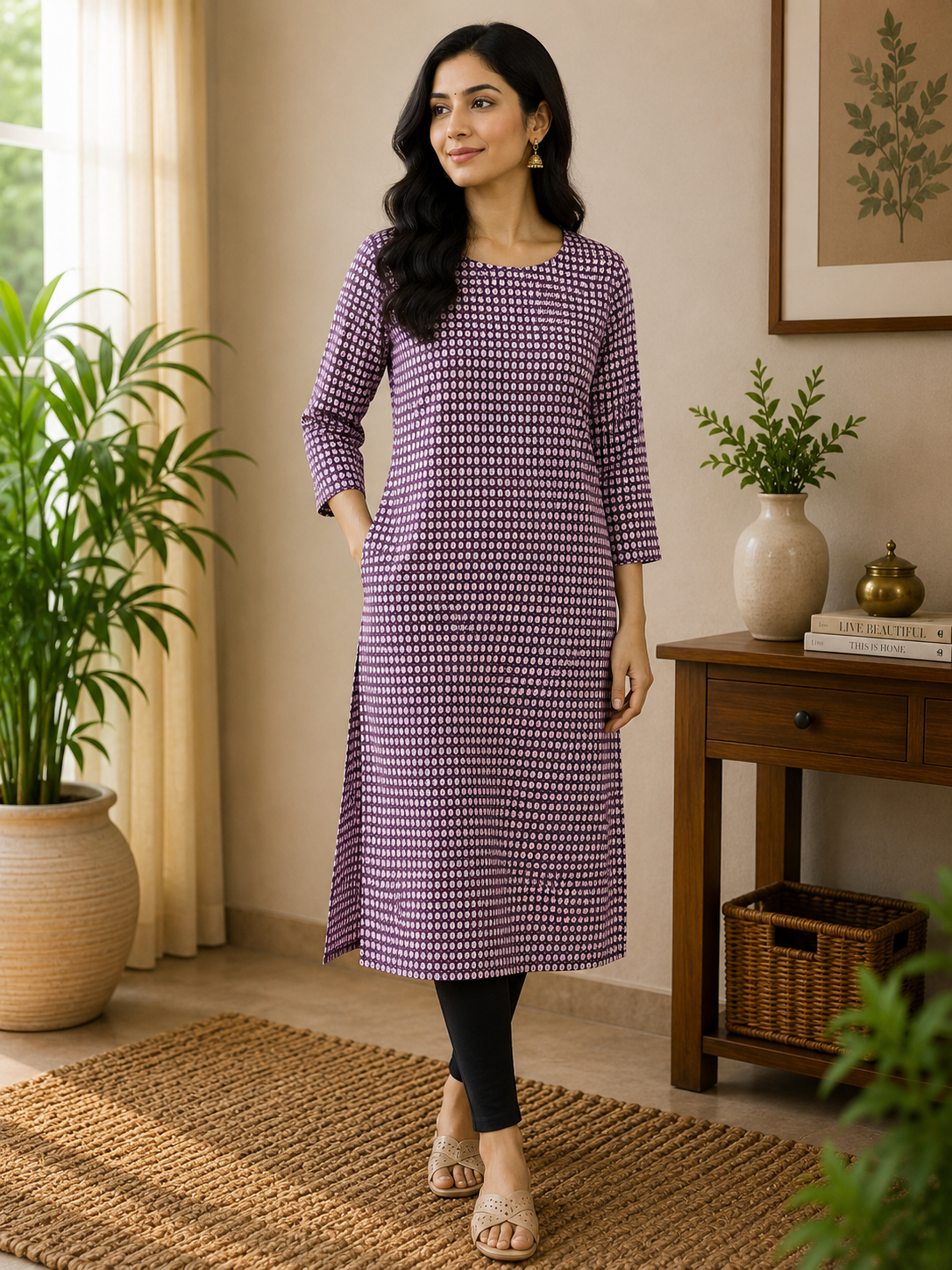 Deep Purple Cotton Kurta