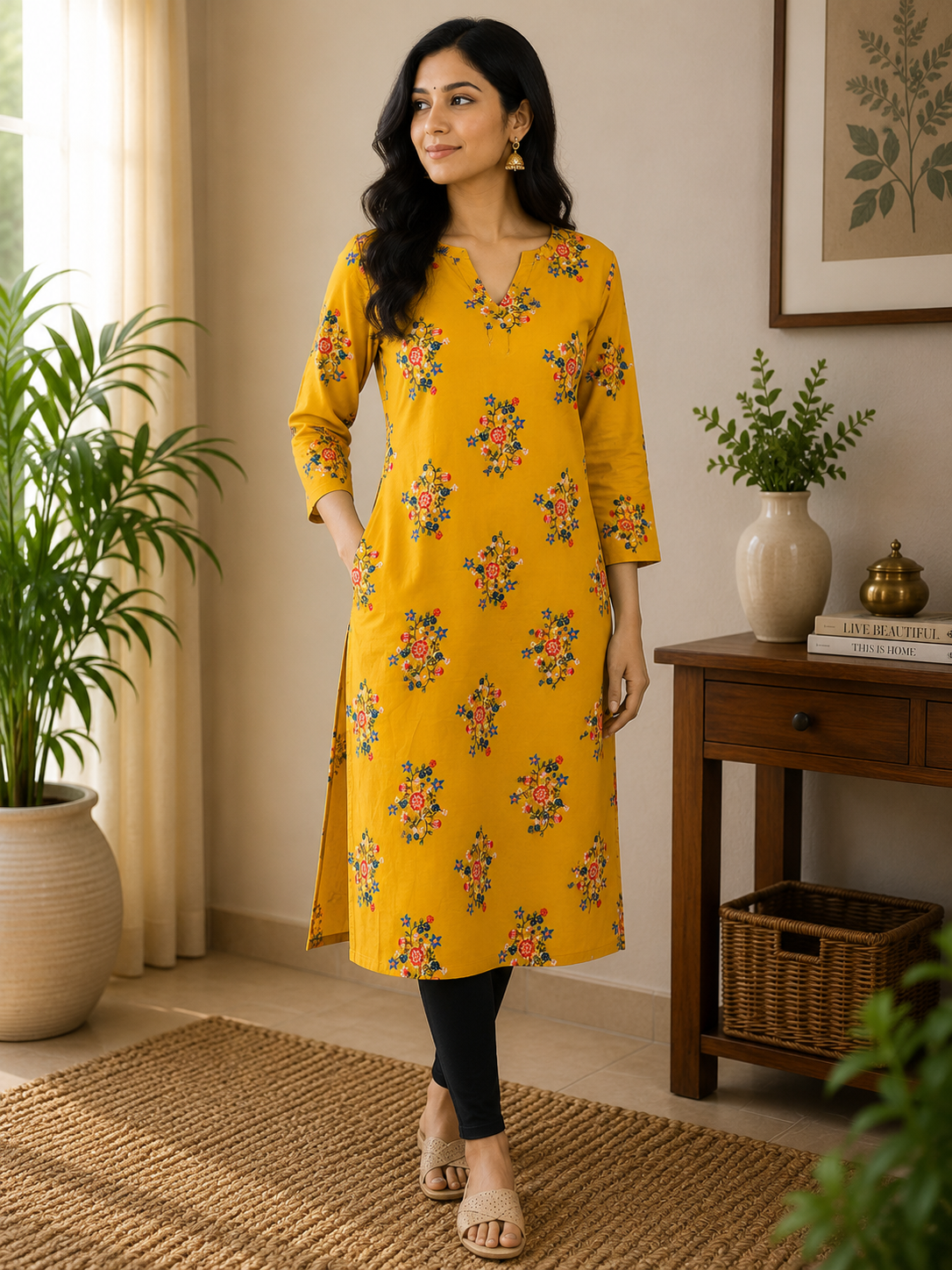Mustard Yellow Cotton Kurta