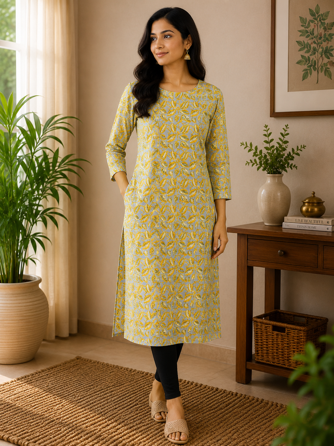 Lime Yellow Cotton Kurta