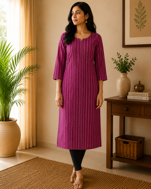 Deep Purple Cotton Kurta