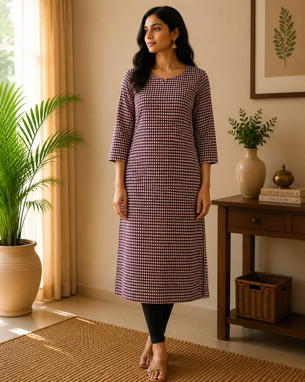 Deep Purple Cotton Kurta