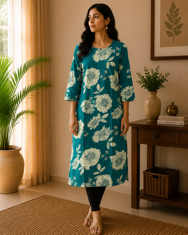 Dark Green Cotton Kurta