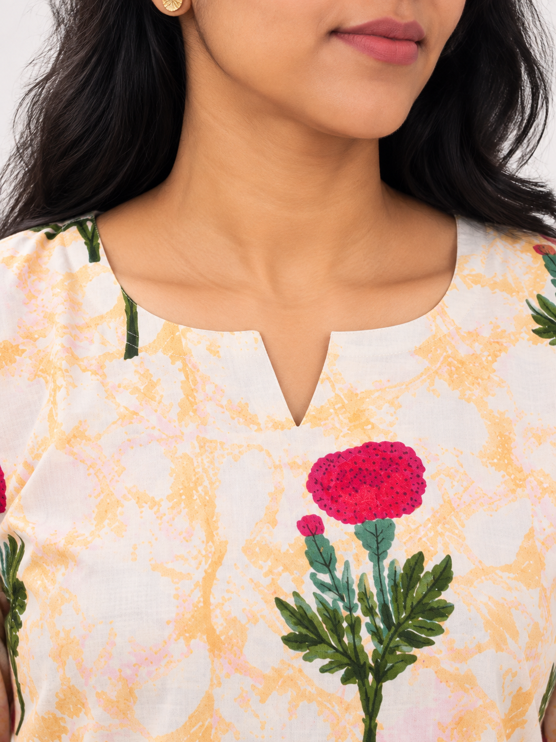 White Sanganeri HandBlock Printed Straight Kurta With Lining