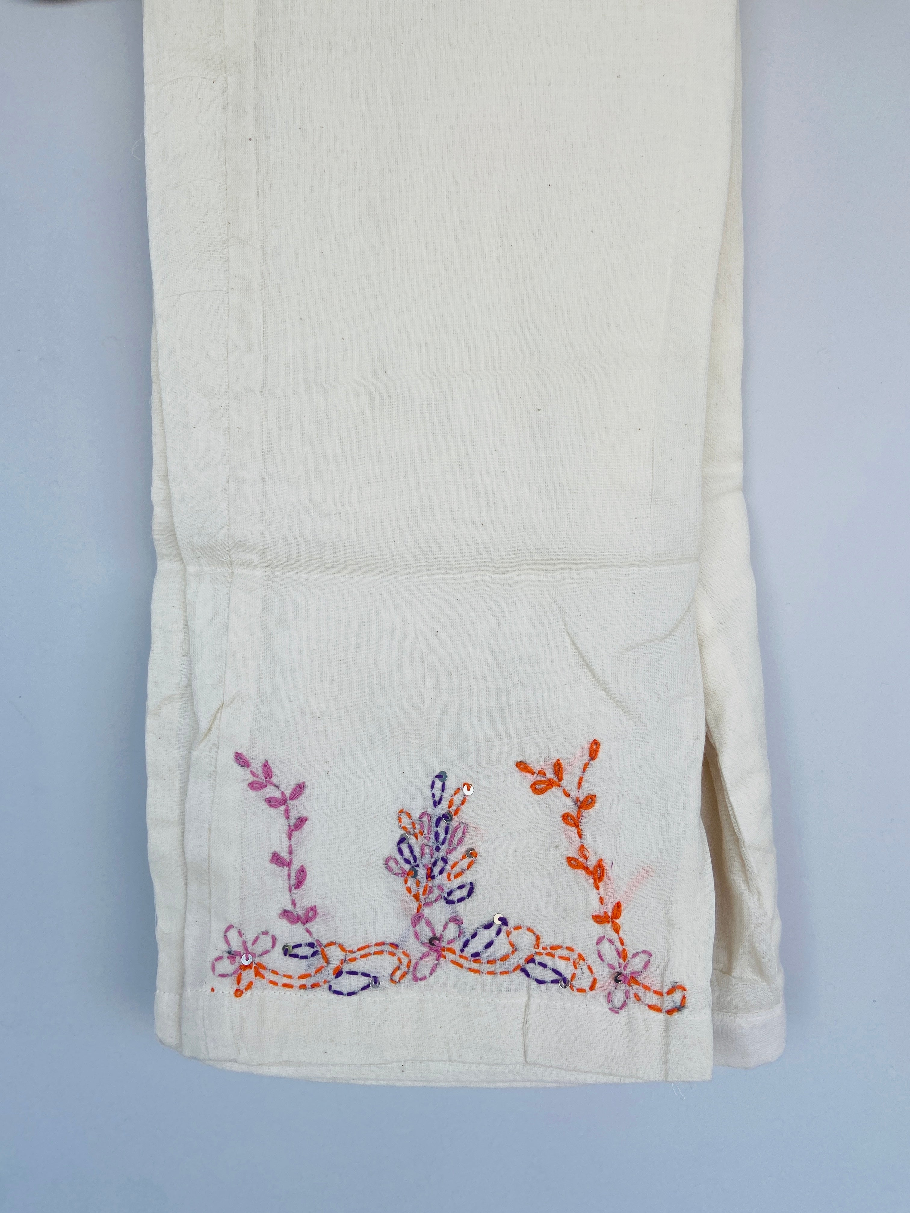 Cream Shade Mul Cotton Hand Katha Co-ord set - 2 Piece