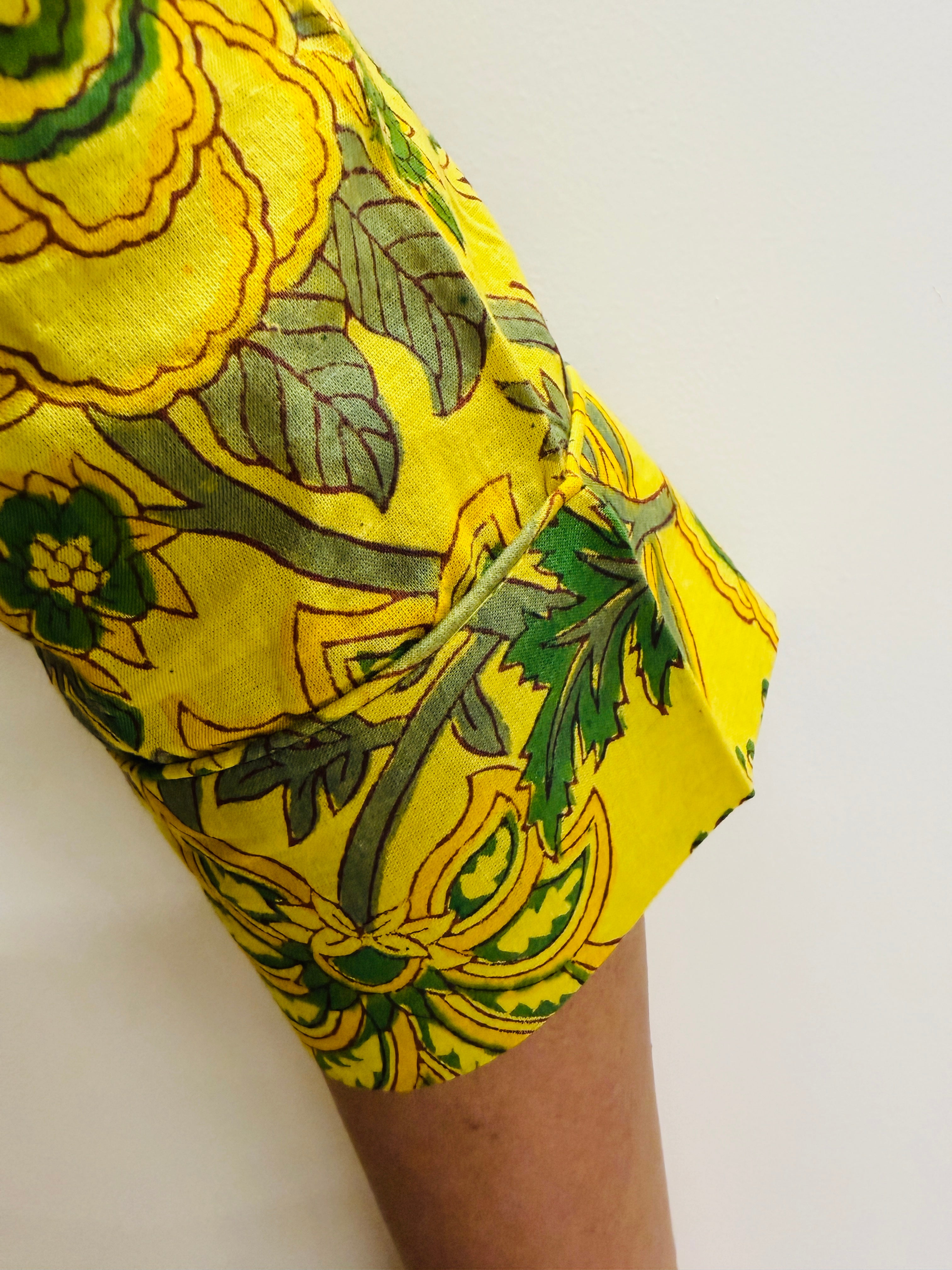 Bright Yellow Bagru Block Printed A-Line Kurta