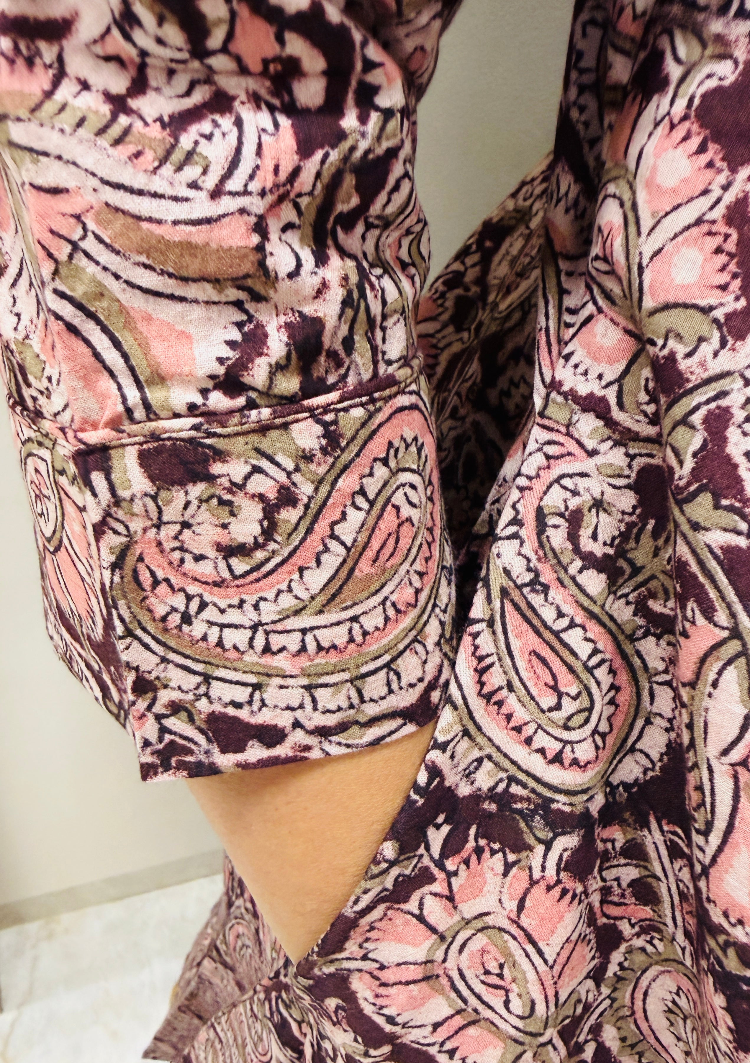 Brown Kalamkari Block Printed A-Line Kurta