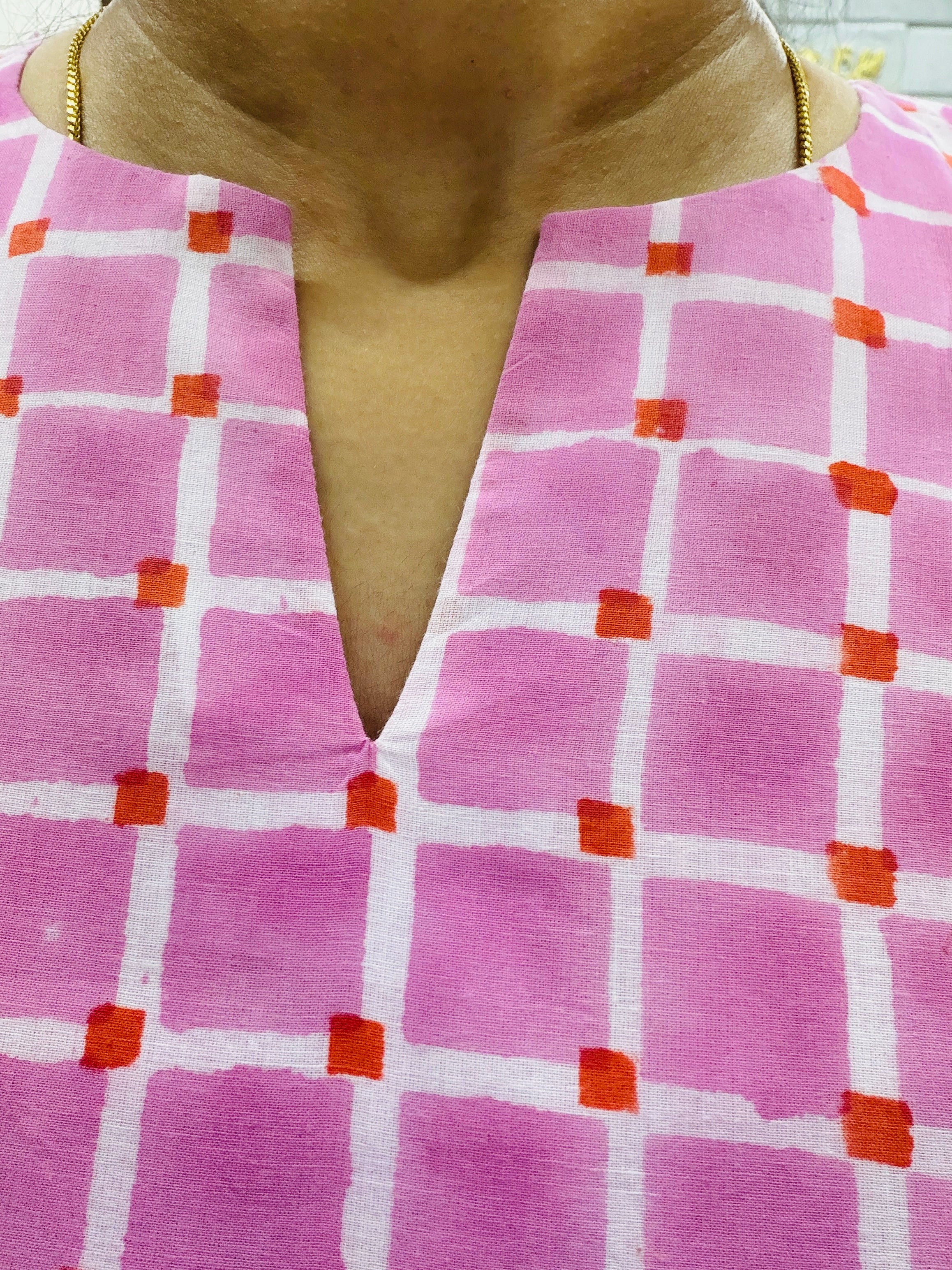Plum Dabu A-Line Kurta With Lining