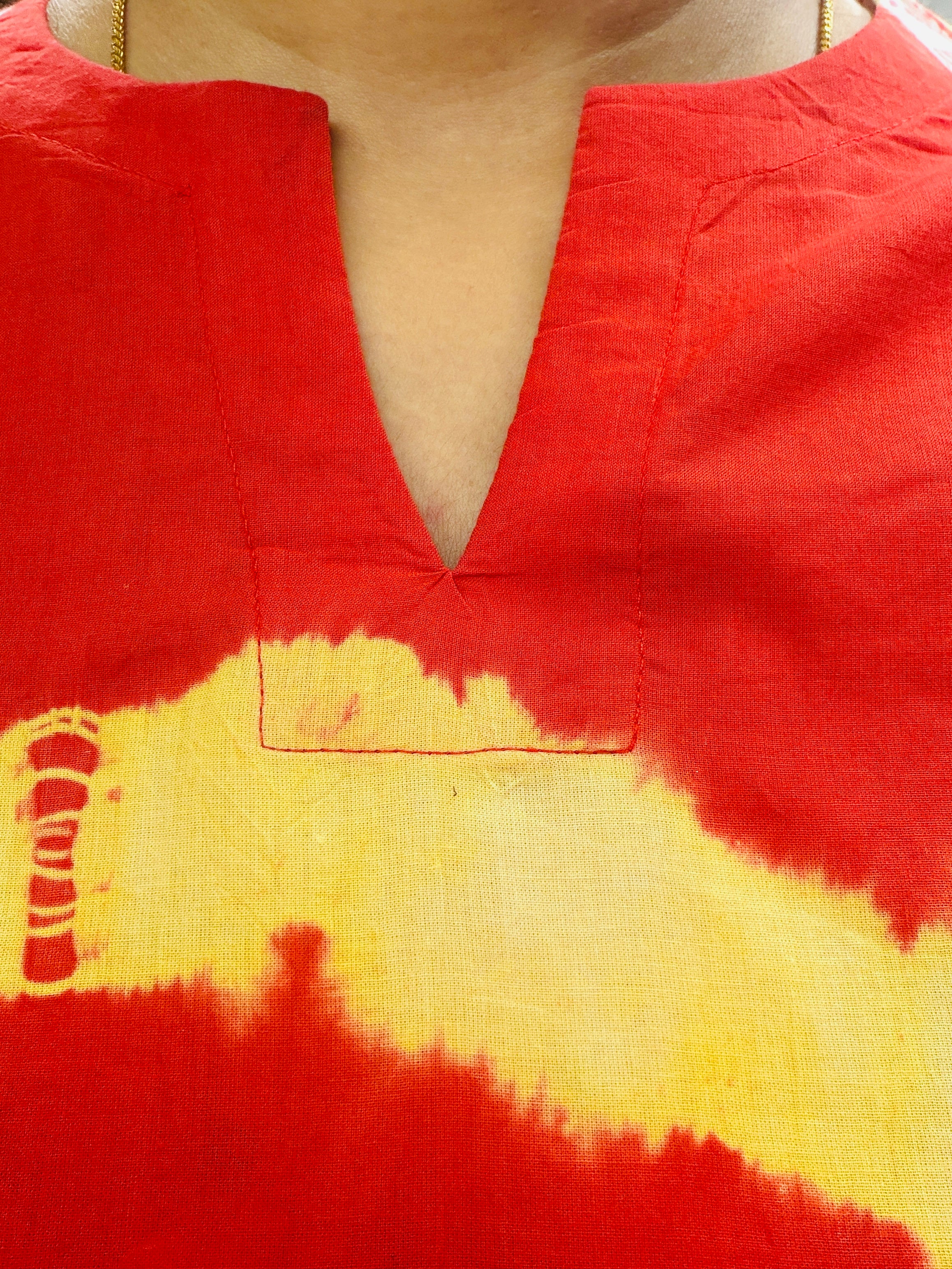 Orange Shibori A-Line Kurta