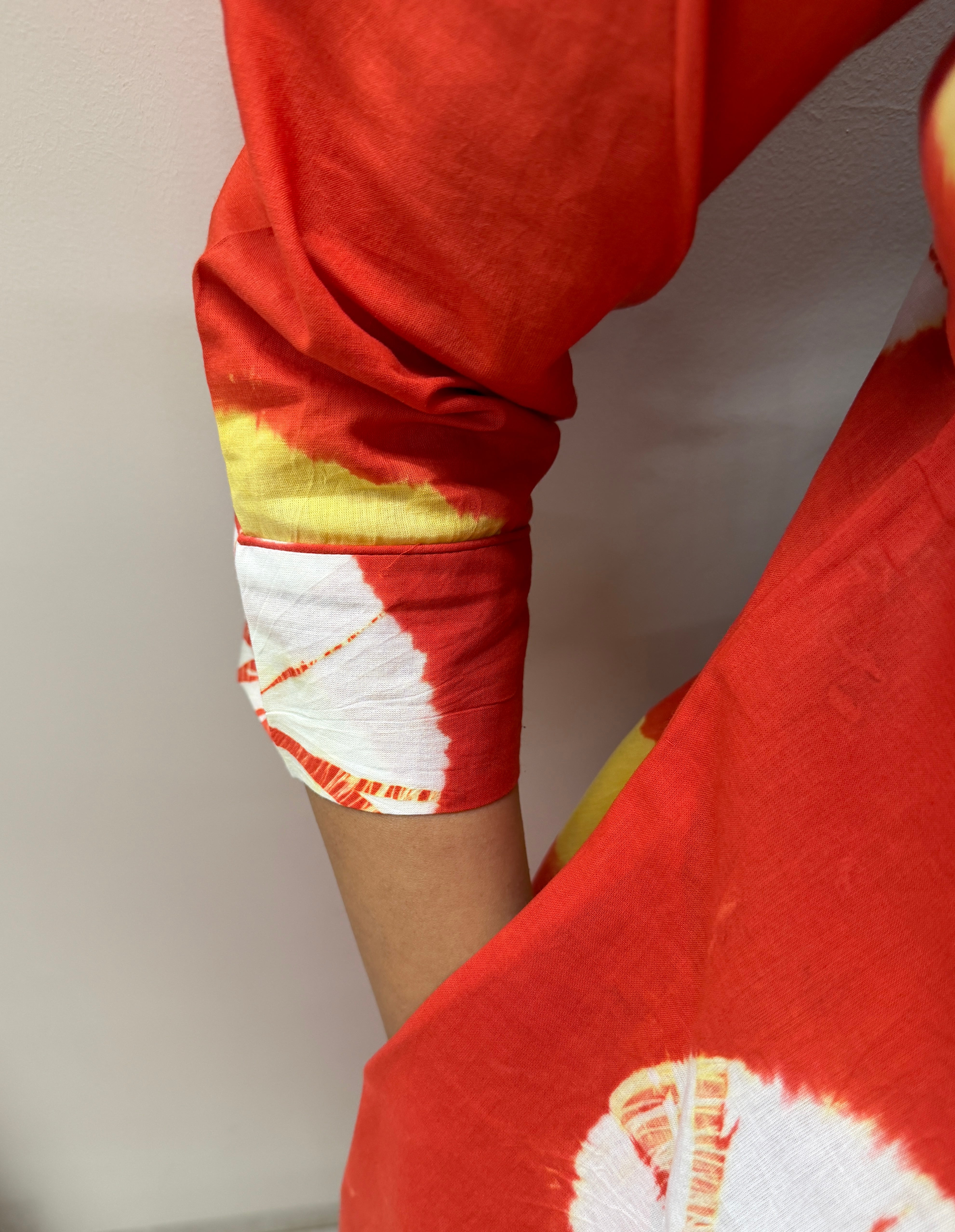 Orange Shibori A-Line Kurta